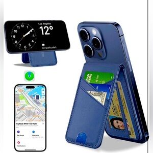 MagSafe Wallet Stand w/Find My, Magnetic Phone Wallet for iPhone 16/15/14/13/12